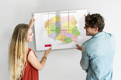 Dry erase board magnetic Interactive map of Poland for personalization