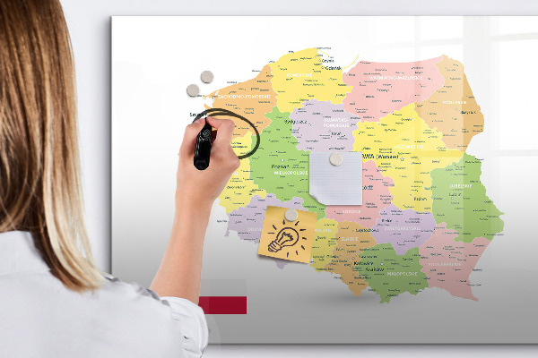 Dry erase board magnetic Interactive map of Poland for personalization