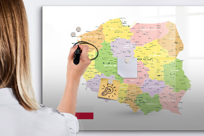 Dry erase board magnetic Interactive map of Poland for personalization