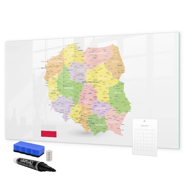 Dry erase board magnetic Interactive map of Poland for personalization