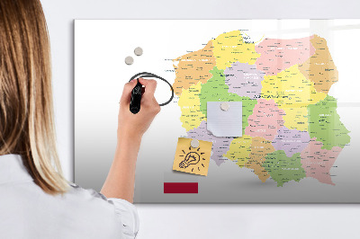 Dry erase board magnetic Interactive map of Poland for personalization
