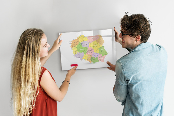 Dry erase board magnetic Interactive map of Poland for personalization