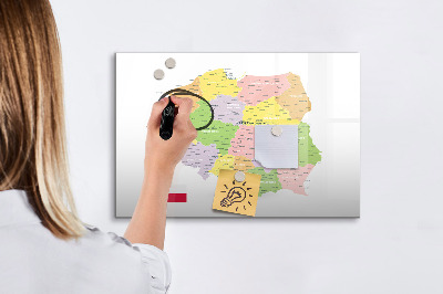 Dry erase board magnetic Interactive map of Poland for personalization