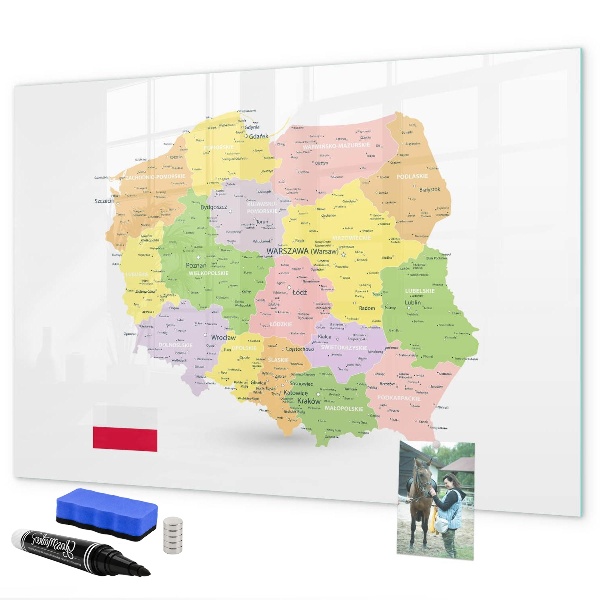 Dry erase board magnetic Interactive map of Poland for personalization
