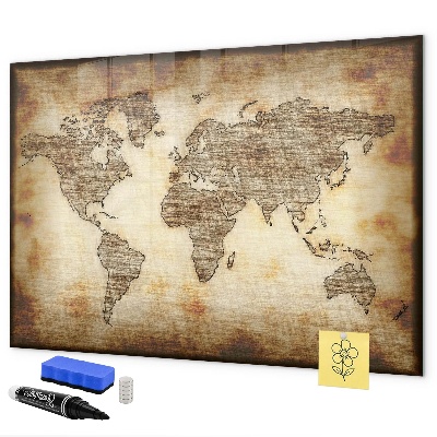 Magnetic dry erase board World map with photo locations