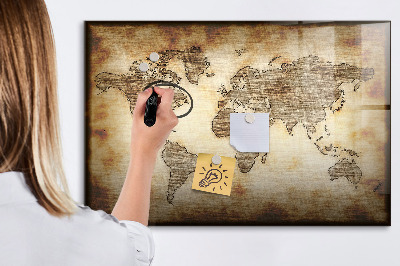 Magnetic dry erase board World map with photo locations