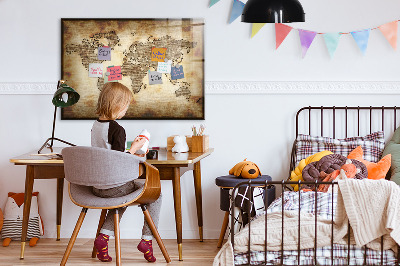 Magnetic dry erase board World map with photo locations