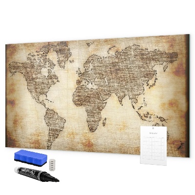 Magnetic dry erase board World map with photo locations