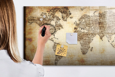 Magnetic dry erase board World map with photo locations