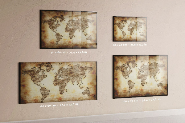 Magnetic dry erase board World map with photo locations