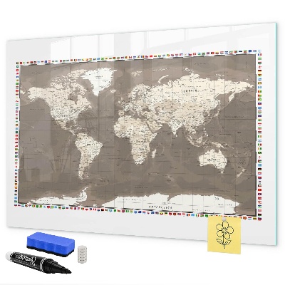 Dry erase board magnetic Interactive map for memories and notes