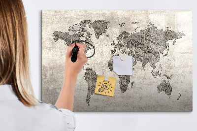 Magnetic dry erase board World map with photo locations