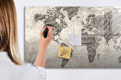 Magnetic dry erase board World map with photo locations