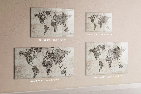 Magnetic dry erase board World map with photo locations