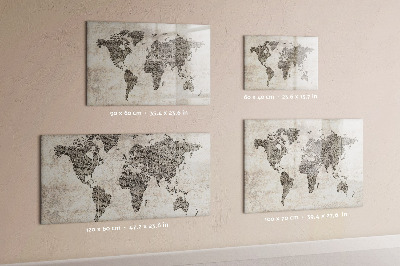 Magnetic dry erase board World map with photo locations
