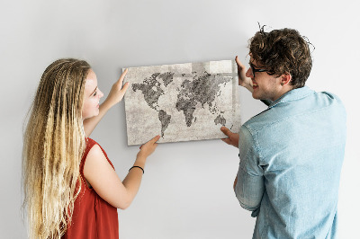 Magnetic dry erase board World map with photo locations