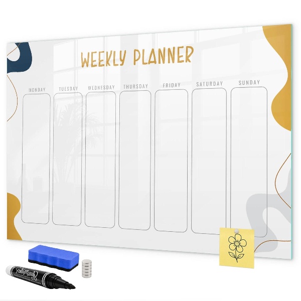 Dry erase board magnetic Weekly planner with space for photos