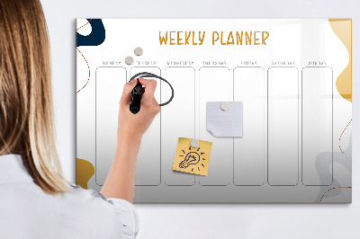 Dry erase board magnetic Weekly planner with space for photos