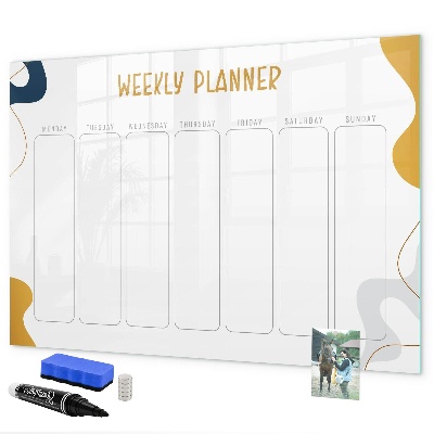 Dry erase board magnetic Weekly planner with space for photos
