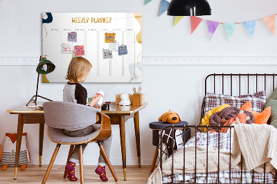 Dry erase board magnetic Weekly planner with space for photos