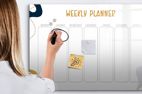 Dry erase board magnetic Weekly planner with space for photos
