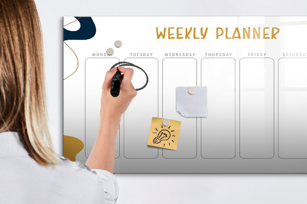 Dry erase board magnetic Weekly planner with space for photos