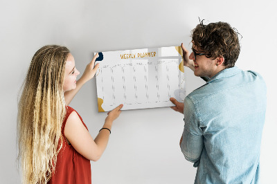 Dry erase board magnetic Weekly planner with space for photos