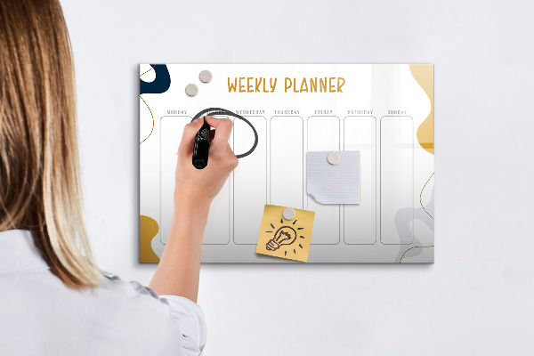 Dry erase board magnetic Weekly planner with space for photos