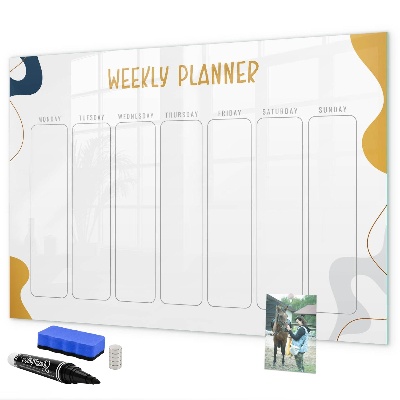 Dry erase board magnetic Weekly planner with space for photos