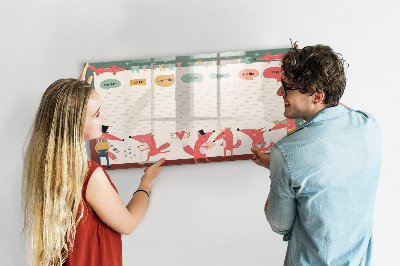 Dry erase board magnetic Weekly planner with colorful illustrations