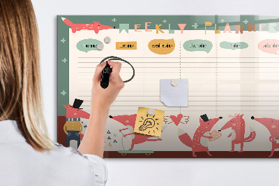 Dry erase board magnetic Weekly planner with colorful illustrations