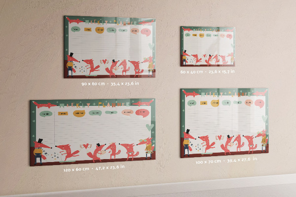 Dry erase board magnetic Weekly planner with colorful illustrations