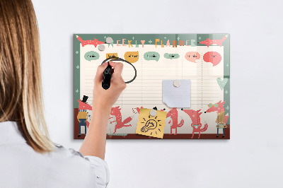 Dry erase board magnetic Weekly planner with colorful illustrations