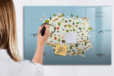 Dry erase board magnetic Nature map of Poland with places for photos