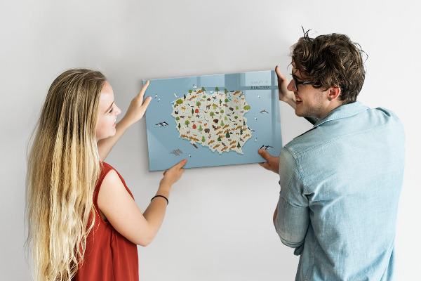 Dry erase board magnetic Nature map of Poland with places for photos