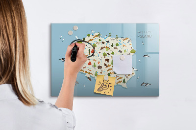 Dry erase board magnetic Nature map of Poland with places for photos