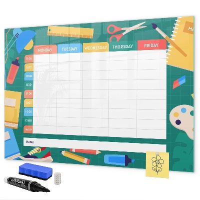 Dry erase board magnetic Weekly planner with space for photos
