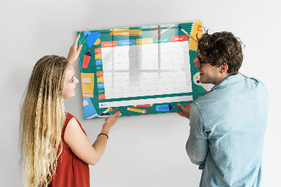 Dry erase board magnetic Weekly planner with space for photos