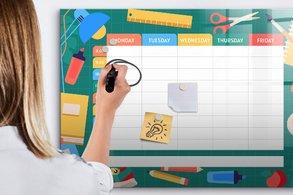 Dry erase board magnetic Weekly planner with space for photos