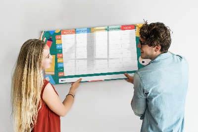 Dry erase board magnetic Weekly planner with space for photos