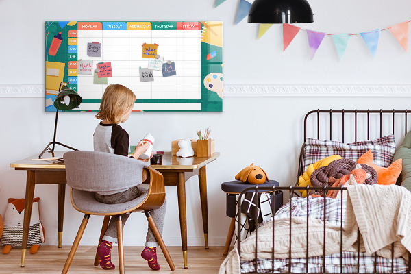 Dry erase board magnetic Weekly planner with space for photos