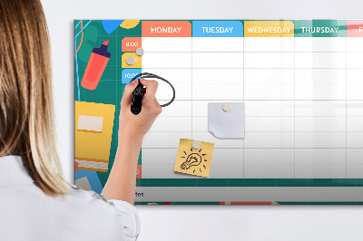 Dry erase board magnetic Weekly planner with space for photos