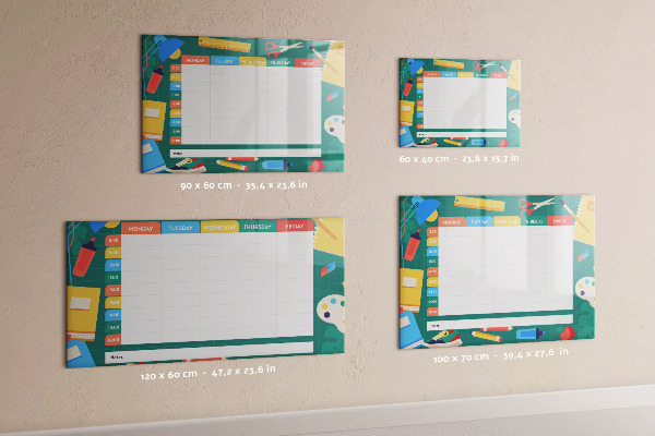 Dry erase board magnetic Weekly planner with space for photos
