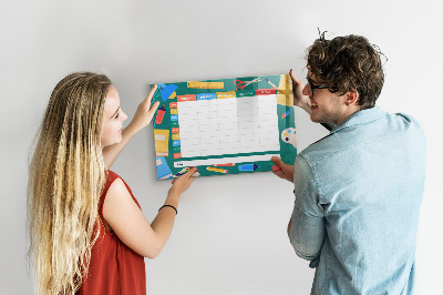 Dry erase board magnetic Weekly planner with space for photos