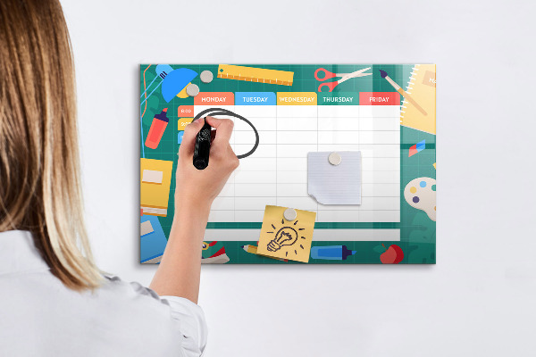 Dry erase board magnetic Weekly planner with space for photos
