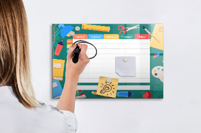 Dry erase board magnetic Weekly planner with space for photos