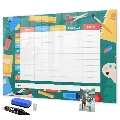 Dry erase board magnetic Weekly planner with space for photos