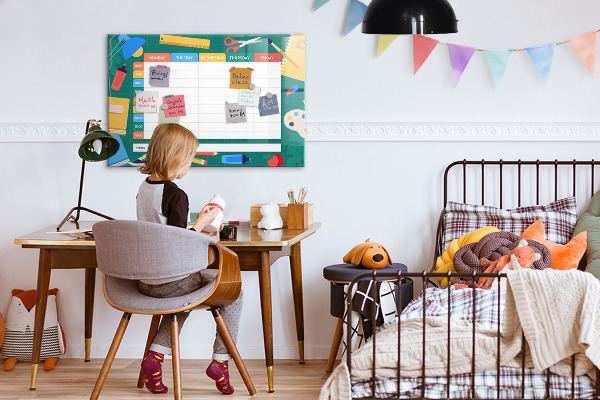 Dry erase board magnetic Weekly planner with space for photos