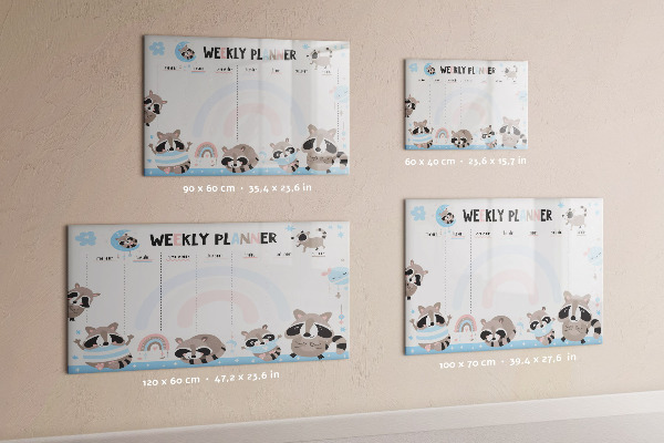 Dry erase board magnetic Weekly planner with cheerful animals