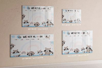 Dry erase board magnetic Weekly planner with cheerful animals